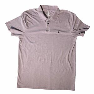 Volcom Men's Wrecker Polo Size Large Modern Fit Short Sleeve Shirt Light Purple